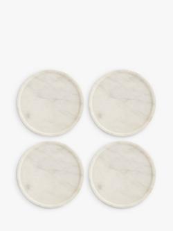John Lewis Round Marble Coasters, Set of 4, White, White
