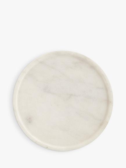John Lewis Round Marble Coasters, Set of 4, White - view 2, White