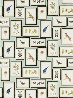 Sanderson Picture Gallery Wallpaper, Aqua/Multi, Dvoy213400