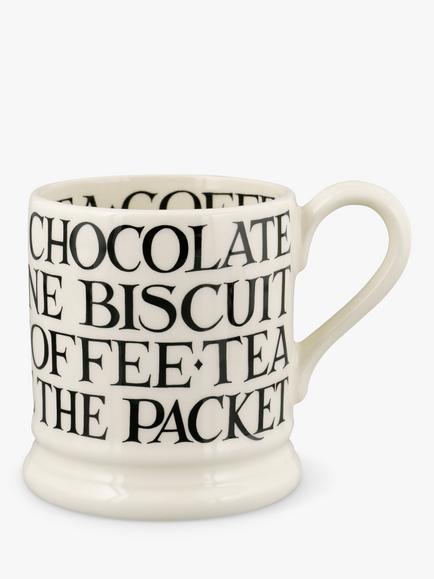 Emma Bridgewater Black Toast All Over Writing Mug, Black/White, 300ml, Black/White