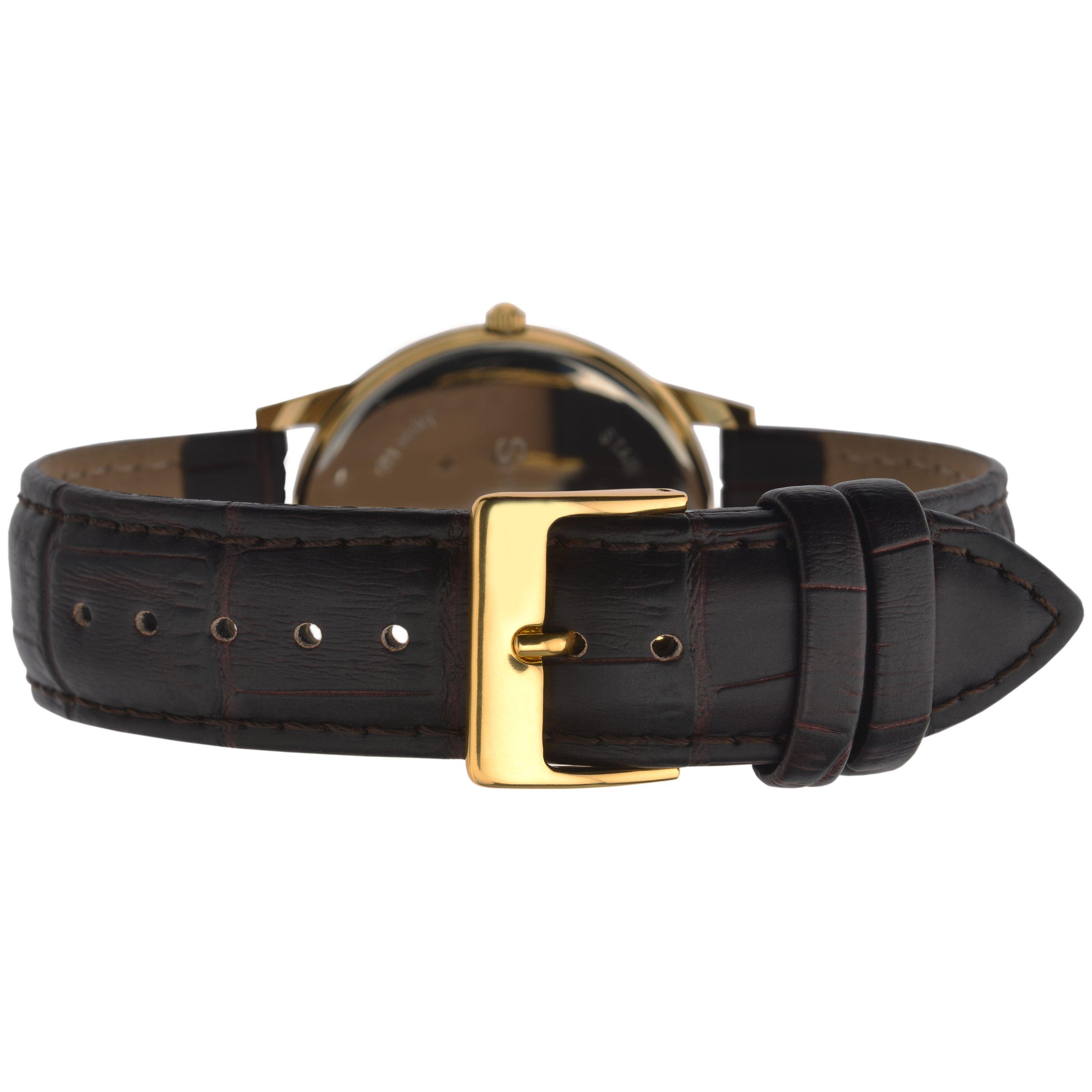 Product image 5 of 6, which shows Sekonda 3676.27 Men's Date Dial Leather Strap Watch, Brown/White