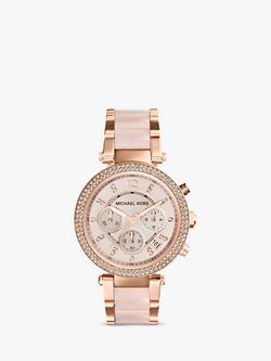 Michael Kors MK5896 Women's Parker Chronograph Bracelet Strap Watch, Multi/Blush, Multi/Blush