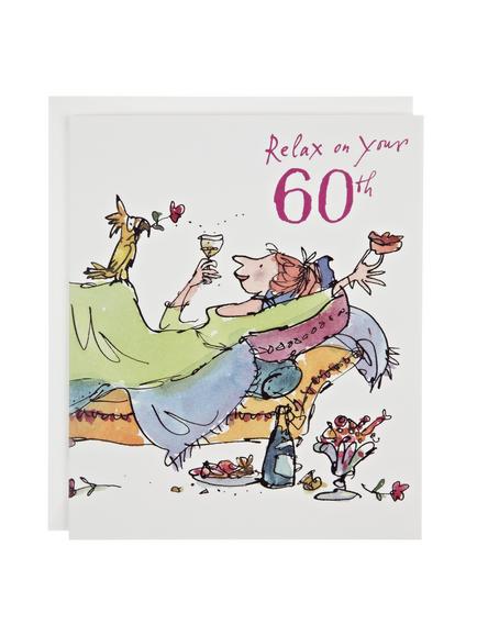 Woodmansterne Relaxing Lady 60th Birthday Card - view 2, 