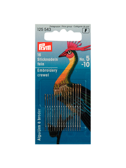 Prym Fine Embroidery Needles, Pack of 16, Silver