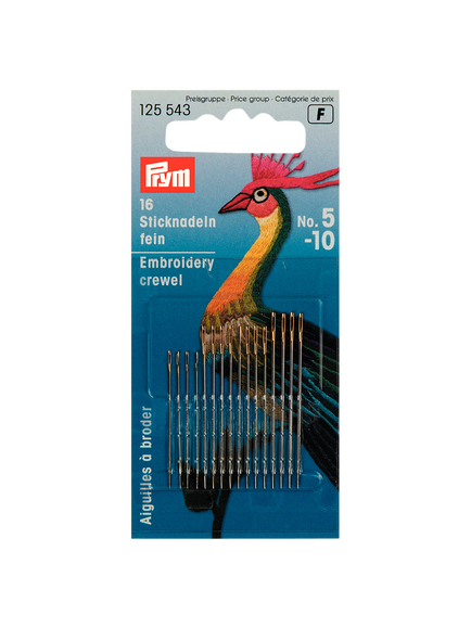 Prym Fine Embroidery Needles, Pack of 16, Silver