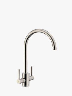 John Lewis Urbana 2 Lever Kitchen Mixer Tap, Brushed Nickel