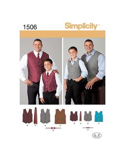 Simplicity Men's/Boys' Plus Size Vests Sewing Leaflet, 1506, A, 