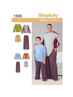 Simplicity Men's/Boys' Loungewear Sewing Leaflet, 1505, A, 