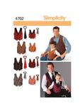 Simplicity Men's/Boys' Vests & Ties Sewing Pattern, 4762, A