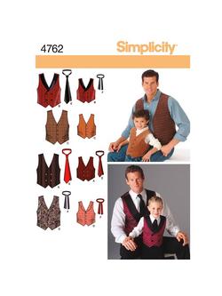 Simplicity Men's/Boys' Vests & Ties Sewing Pattern, 4762, A, 