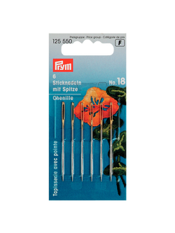 Prym Chenille Needles, Size 18, Pack of 6, Silver