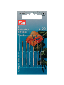 Prym Chenille Needles, Size 20, Pack of 6, Silver