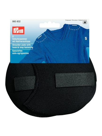 Prym Black Set-In Shoulder Pads With Hook And Loop, Small, Black