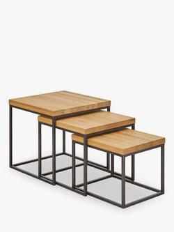 John Lewis Calia Nest Of 3 Tables, Solid Oak, Oak