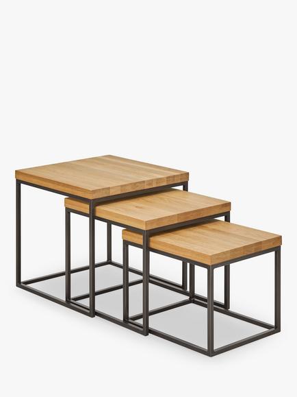 John Lewis Calia Nest Of 3 Tables, Solid Oak, Oak