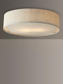 John Lewis Samantha Linen Flush Ceiling Light, Natural, Natural