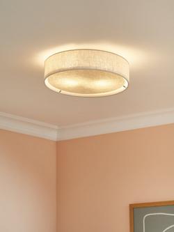 John Lewis Samantha Linen Flush Ceiling Light, Natural - view 2, Natural