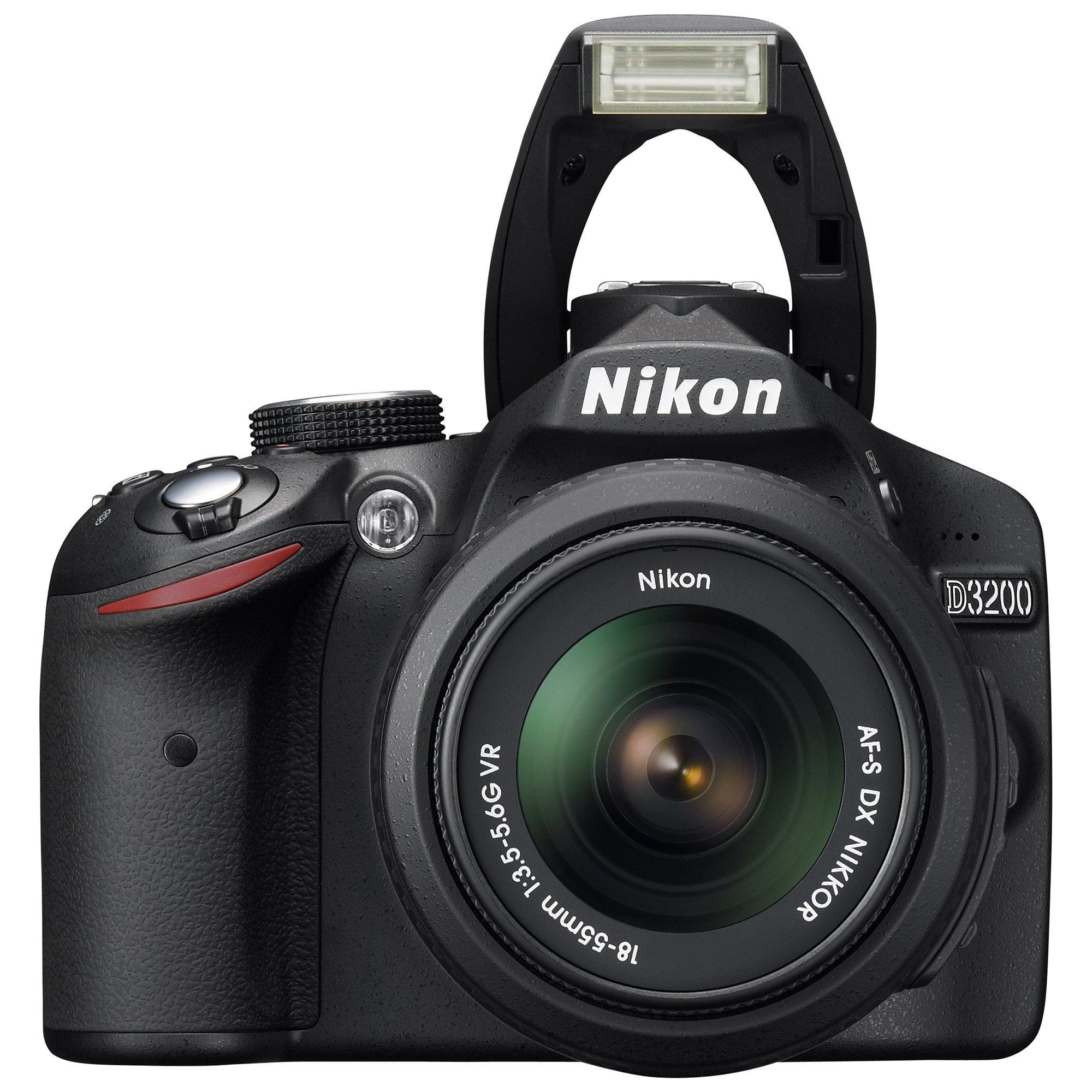 Nikon D3200 Digital SLR Camera with 18-55mm VR Lens, HD 1080p, 24MP, 3x Optical Zoom, 3" LCD Screen