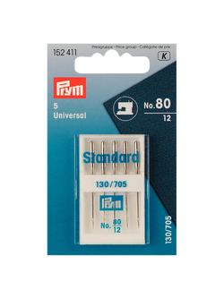 Prym Universal Sewing Machine Needles, Size 80, Pack of 5, Silver