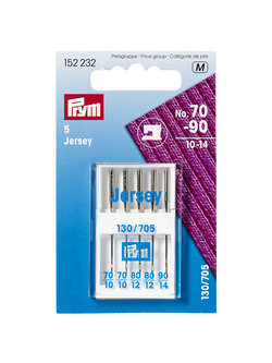Prym Jersey Sewing Machine Needles, Size 70-90, Pack of 5, Silver