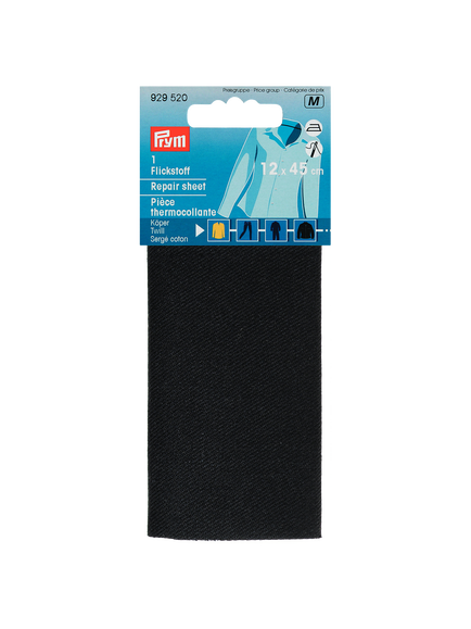 Prym Twill Repair Sheet, 12 x 45cm, Black, Black