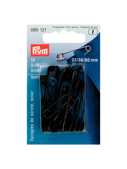 Prym Safety Pins, Pack of 18, Black, Black