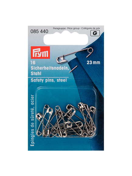 Prym Safety Pins, 23mm, Pack of 16, Silver, Silver