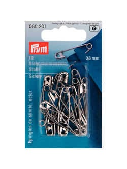 Prym Safety Pins, Pack of 12, 38mm, Silver
