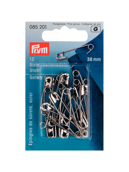 Prym Safety Pins, Pack of 12, 38mm, Silver