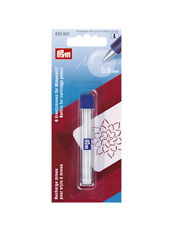 Prym Cartridge Pencil Refil, 9mm, Pack of 6, White, White
