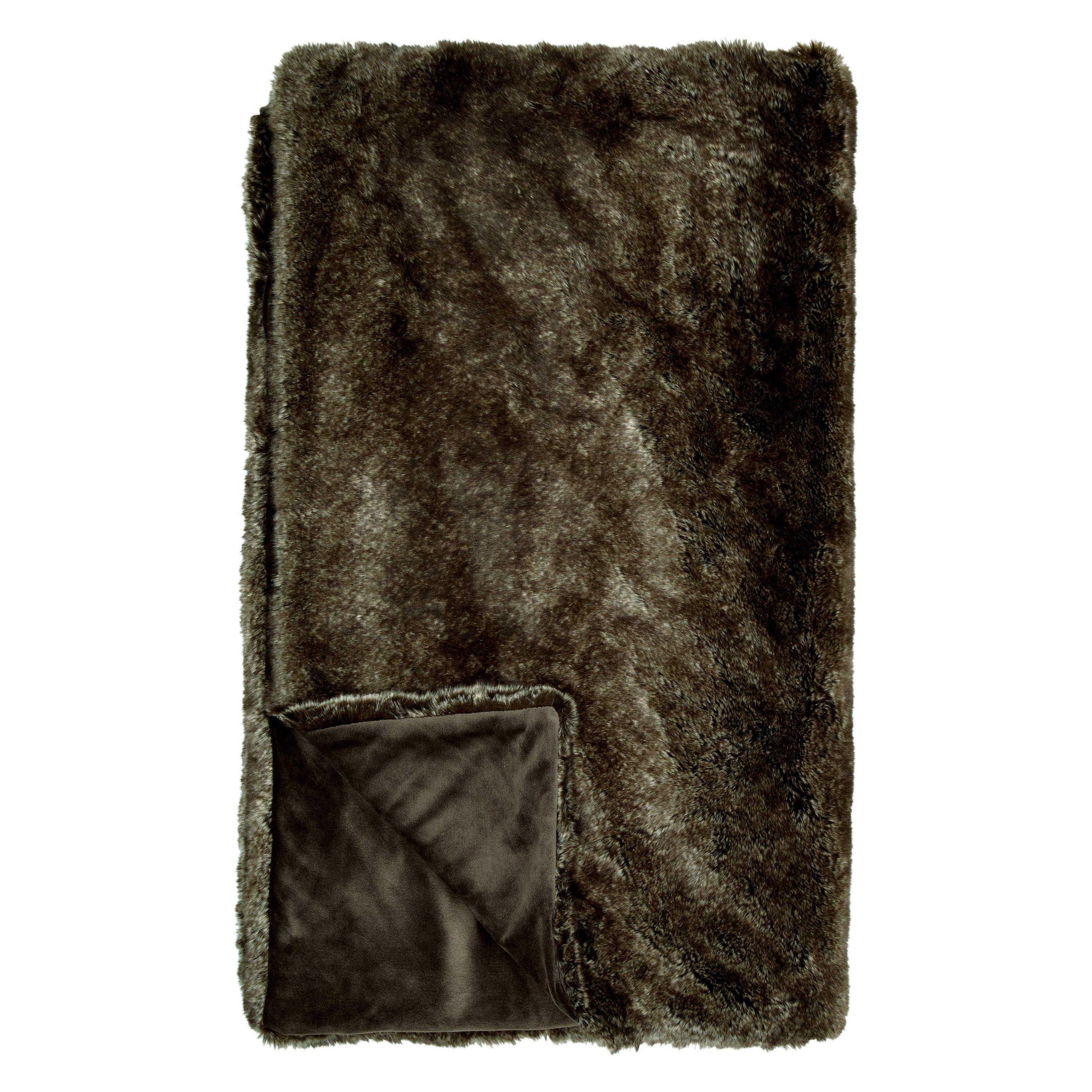 John Lewis Faux Fur Throw, Dark Brown