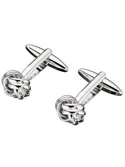 John Lewis Classic Knot Cufflinks, Silver, Silver
