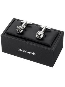 John Lewis Classic Knot Cufflinks, Silver - view 2, Silver