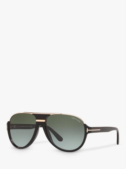 TOM FORD FT0334 Dimitry Vintage Aviator Sunglasses, Black, Black/Grey