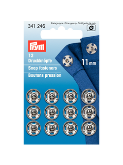 Prym Sew-on Snap Fasteners, 11mm, Silver, Silver