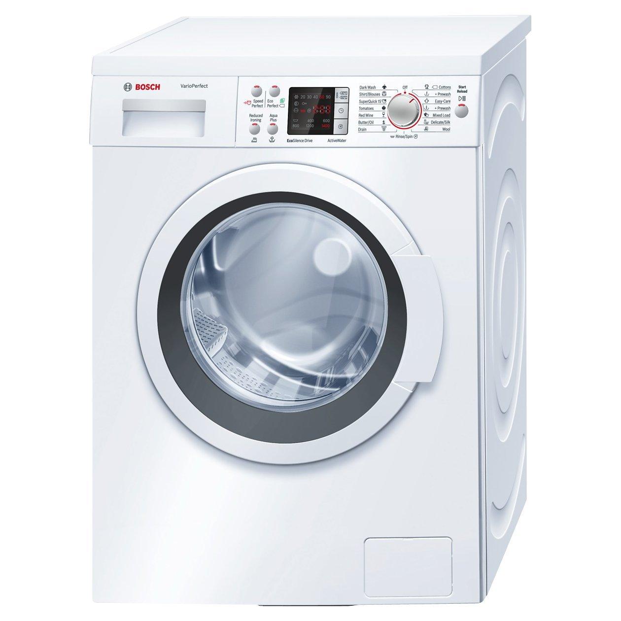 Bosch WAQ284S0GB Freestanding Washing Machine, 8kg Load, A+++ Energy Rating, 1400rpm Spin, White