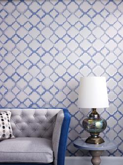 Osborne & Little Quatrefoil Wallpaper - view 2, Natural W6599-01