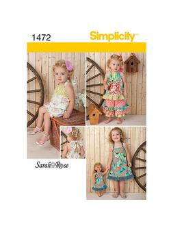 Simplicity Sarah Rose Children's Dress Sewing Pattern,1472, 