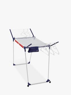 Leifheit Pegasus 200 Deluxe Mobile Indoor Clothes Airer with Drying Accessories, White/Blue