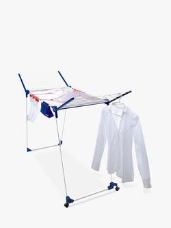 Leifheit Pegasus 200 Deluxe Mobile Indoor Clothes Airer with Drying Accessories - view 2, White/Blue