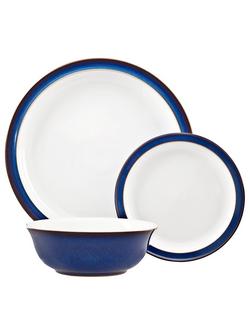 Denby Imperial Blue Stoneware Dinnerware Set, 12 Piece, Blue
