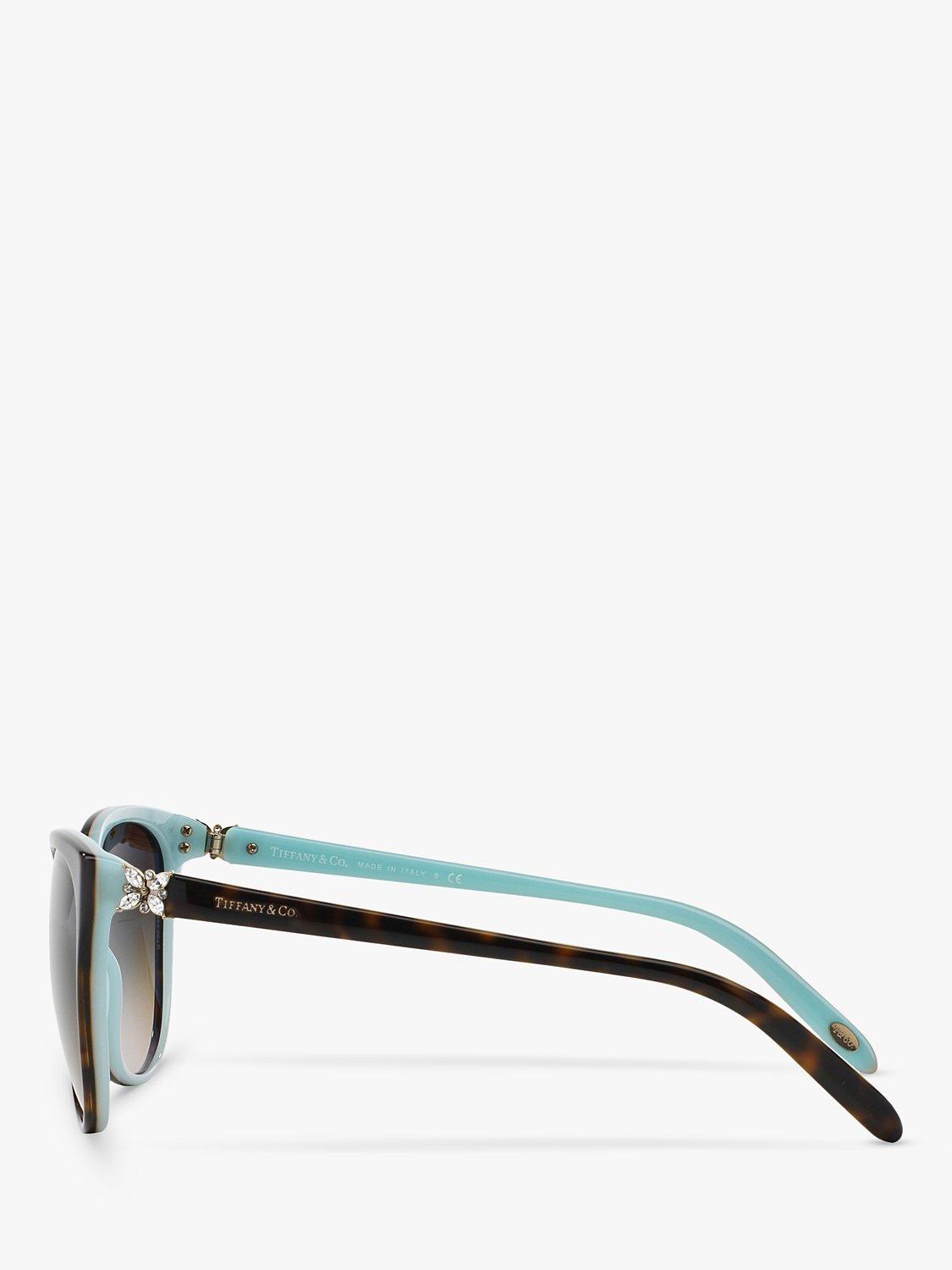 Product image 3 of 6, which shows Tiffany & Co TF4089B Cat's Eye Sunglasses, Havana/Blue