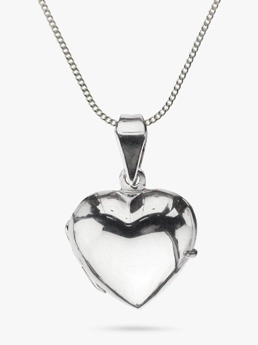 Product image 1 of 4, which shows Nina B Sterling Silver Heart Shaped Locket Pendant Necklace