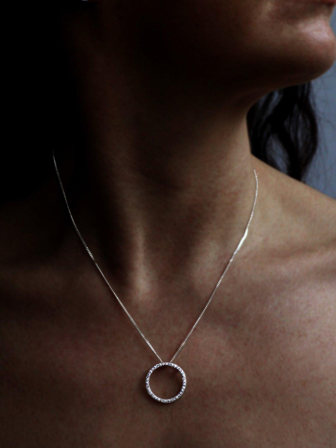 Product image 2 of 4, which shows Nina B Sterling Silver Circle Cubic Zirconia Pendant