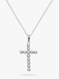 E.W Adams 9ct White Gold Diamond Cross Pendant Necklace, White Gold