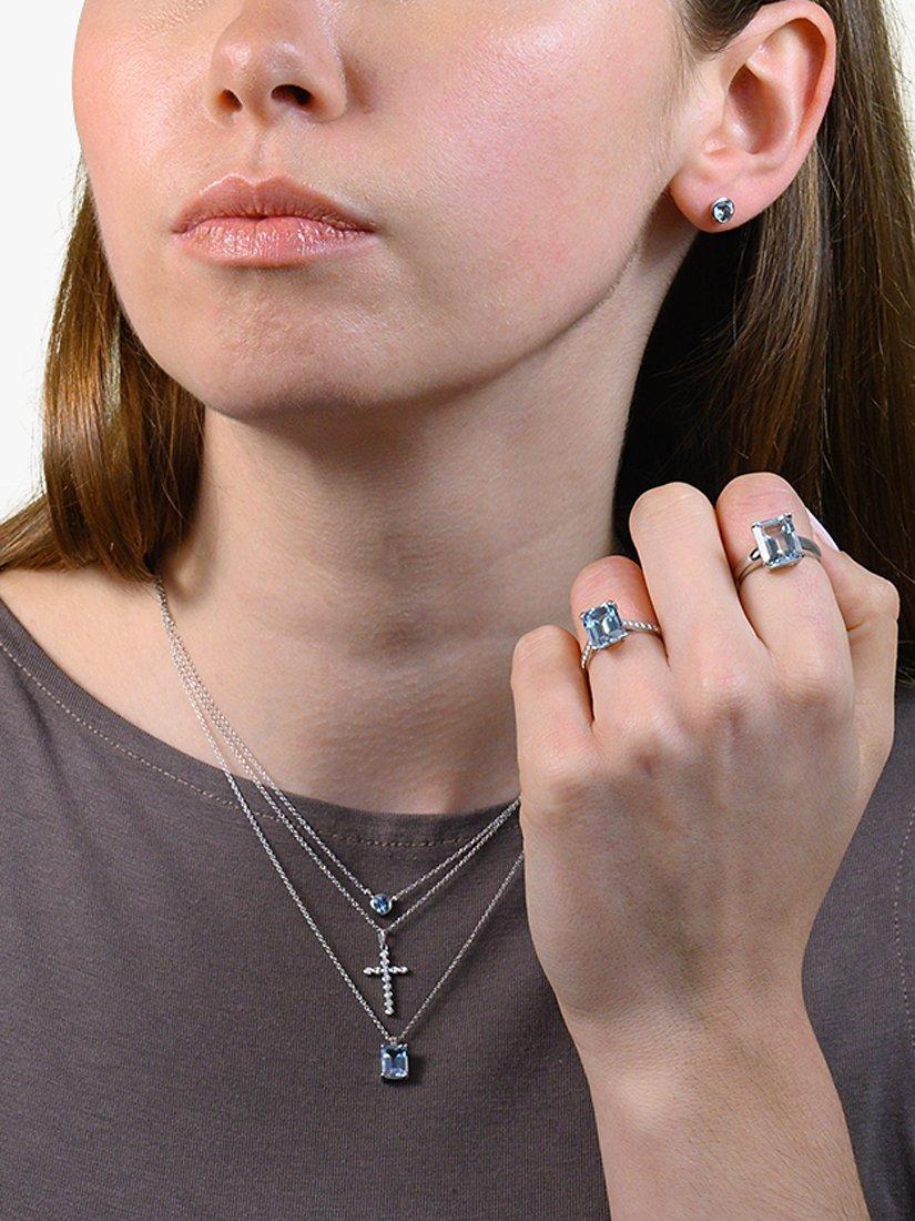 Product image 2 of 3, which shows E.W Adams 9ct White Gold Diamond Cross Pendant Necklace
