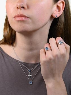 E.W Adams 9ct White Gold Diamond Cross Pendant Necklace - view 2, White Gold