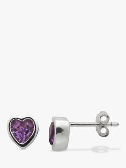 Nina B Sterling Silver Heart Stud Earrings, Amethyst