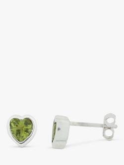 Nina B Sterling Silver Heart Stud Earrings, Peridot