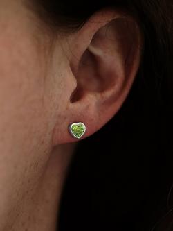 Nina B Sterling Silver Heart Stud Earrings - view 2, Peridot